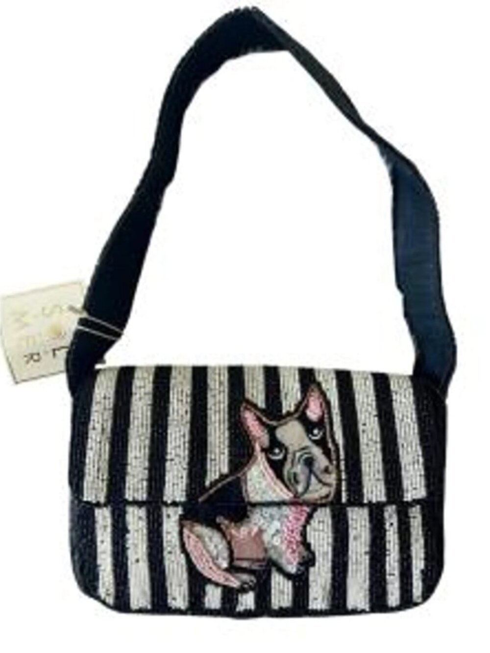 Viral Beaded Bag Sol and Mer French Bulldog Frenchie Dog Handmade India NWT